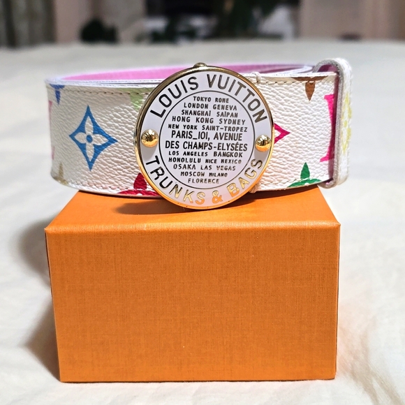 LV Belt Limited Edition white Multicolore Ceinture T&B - Picture 1 of 13